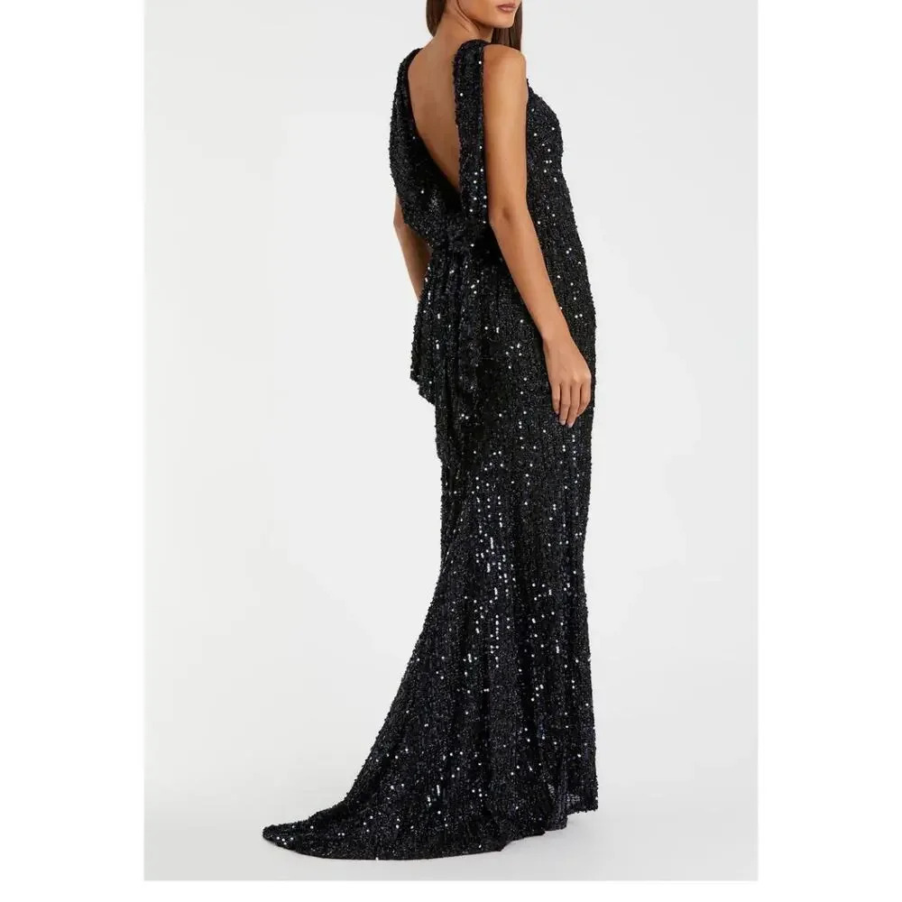 Mac Duggal Black Sequin Gown